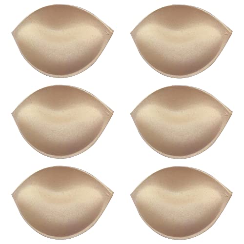 ROSA Inserto de sujetador push-up, 3 pares relleno fino y grueso, semicircular, triángulo, desmontable para traje de baño bikini (negro, nudo, blanco)