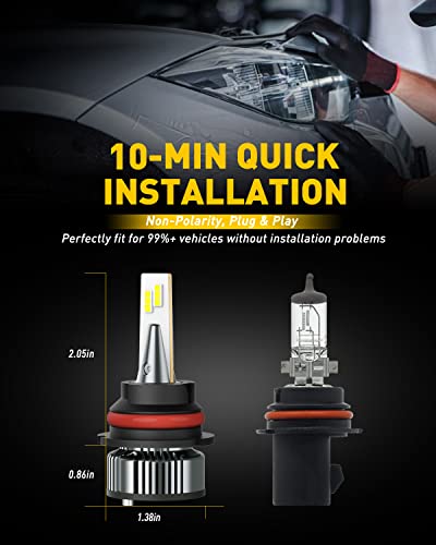 Image of AUXITO 9007 H B5 LED Fog Light Bulbs, 6500K Cool White, 500% Brighter, 10 Mins Install, 50000 Hrs Life, Adjustable Beam, Pack of 2