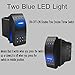 Waterproof Rocker Switch Toggle - ON/Off/ON Blue LED Light - 12V 20Amp 24V 10Amp, 7 Pin for Automotive Cars Vehicles Marine Boats Trucks Trailers 4x4 Caravans RVs SUV ATV UTV & More