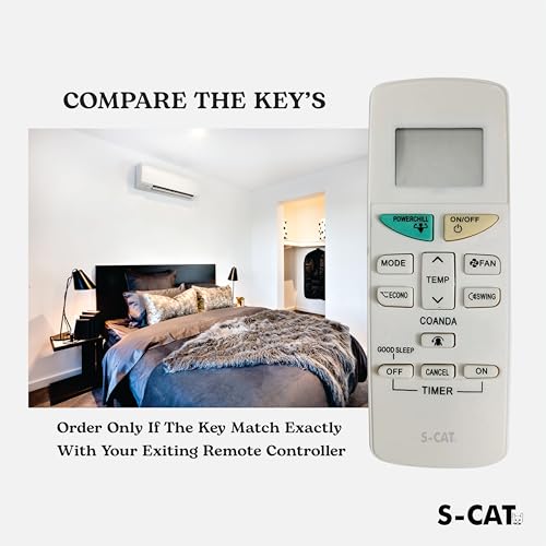 Image of S-CAT Compatible with Daikin Ac Remote Original ARC470A22 Model 132B (No Backlight) Suitable for 1 1.5 2 Ton Split /Window AC (Match Old Remote Exactly, for Any Issues Contact Customer Care)