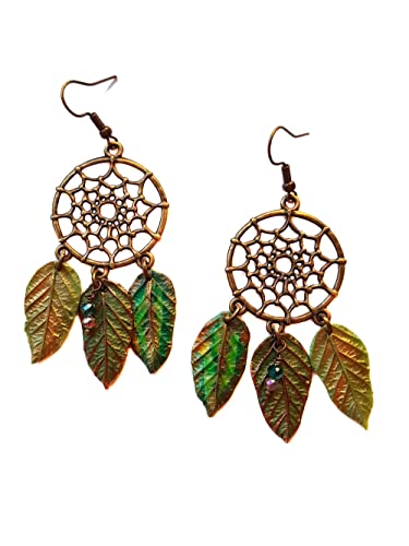 Orecchini acchiappasogni verdi in argilla polimerica, orecchini lunghi, regalo per donne, pronti per essere spediti, orecchini da festa