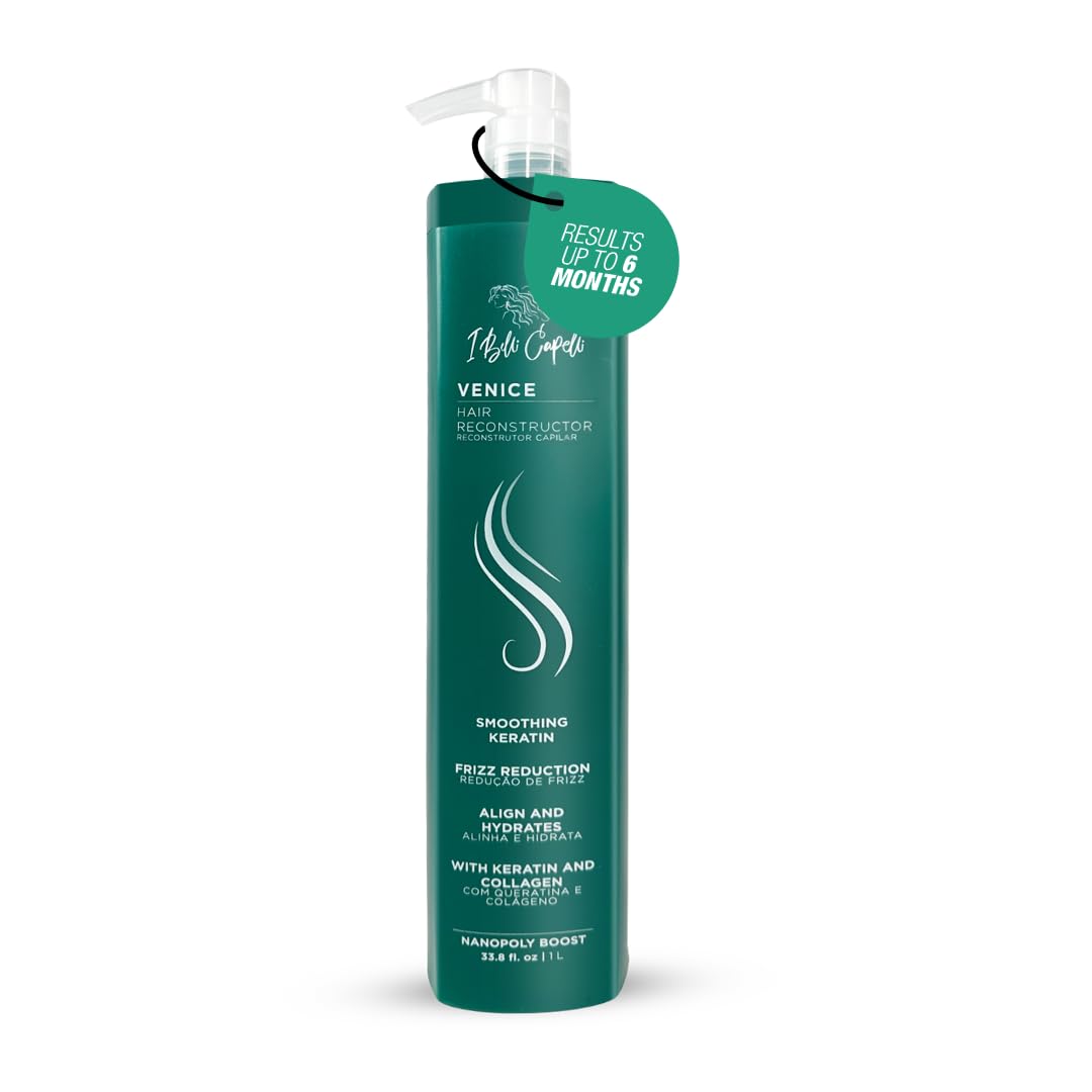 I Belli Capelli Venice Organic Keratin Hair Treatment Straightening- 1 Step Application Formaldehyde Free, Organic Keratin, Keratin Para Alisar El Pelo Sin Formol, Brazilian Keratin, (33,8 Fl Oz/1L