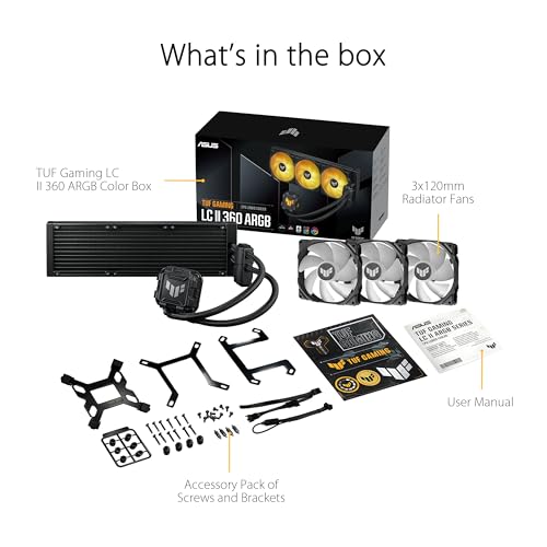 ASUS TUF Gaming LC II 360 ARGB Refroidisseur de processeur liquide tout-en-un (Aura Sync, 3 ventilateurs TUF Gaming 120 mm ARGB, noir)