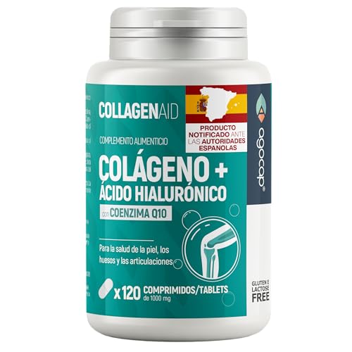 Colágeno Hidrolizado Puro + Ácido hialurónico enriquecido con Coenzyme q10, dois alta. Collagen Capsules 120 - Colágeno Grabado en España, Agocap (Suministro para 2 meses)