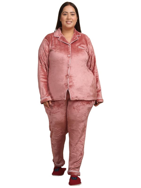 klotthe Women Rust Solid Plus Size Woolen Night Suit-picture-12