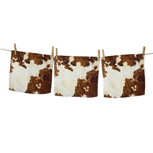 3 pcs cowhide print printed towels ultra absorbent hand towels di…