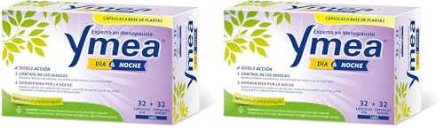 Ymea Menopausia Día y Noche, Control Sofocos y Sueño, Tratamiento 1 Mes - 64 Cápsulas (Paquete de 2)
