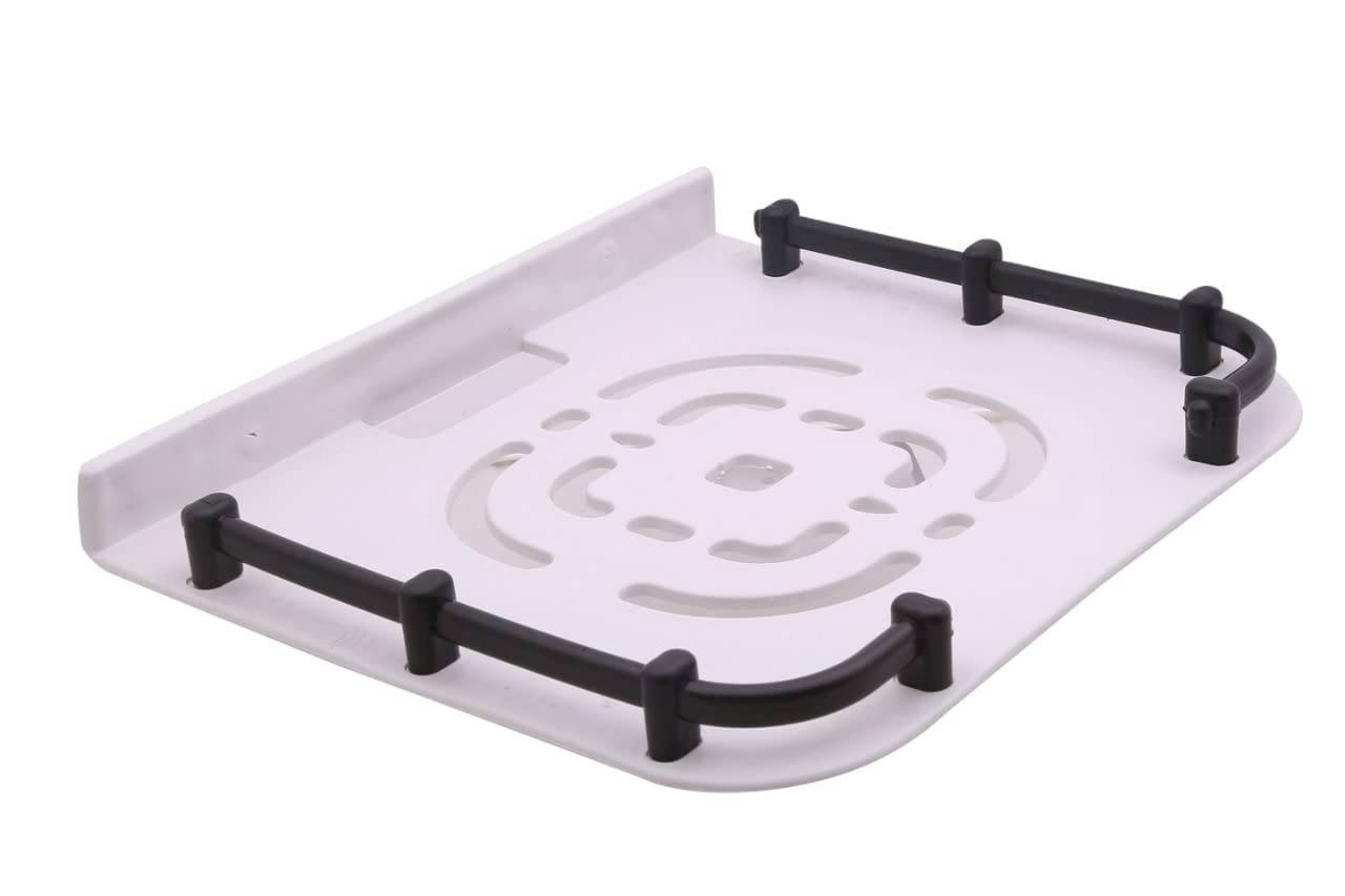 AMPEX Unbreakable Set UP Box, WiFi, Router, DTH, Telephone, Mobile Shelf/Stand Wall Mounted / Multi-Purpose Wall Mount Set Top Box Stand/ (Number of Shelves - 1, White, Glossy,Metal)
