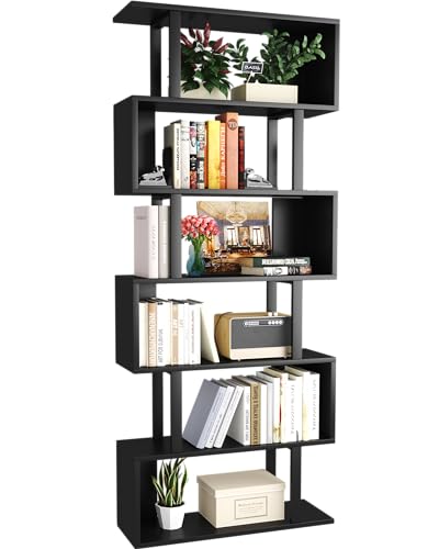 Yusong S Shaped Bookshelf, Modern Geometric Bookcase,...
