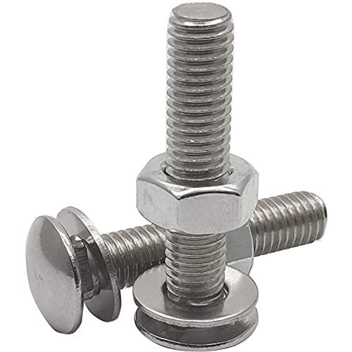 Image of 20 Sets Long Square-Neck Carriage Bolts Set,Carriage Bolts Set w /Nuts & Flat Washers,Zinc-Plated,Carbon Steel Grade 4.8,Plain Finish,Fully Threaded(M6-1.0X35mm)
