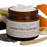 Lavender Citrus Face & Body Moisturizer – Tallow Balm with Grass-Fed Tallow, Organic Lavender & Orange Oils – Whipped, Food-Grade Skincare