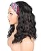 SYMEIW Black Headband Wigs With Brown Highlights For Black Women Synthetic Black Brown Wavy Headband Wigs Soft Light Natural Looking Hair Replacement Wigs Heat Resistant (14 Inch, black brown)