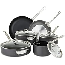Viking Pots and Pans Set Non Stick, 10 Piece Hard Anodized Kitchen Cookware with Glass Lids, Black