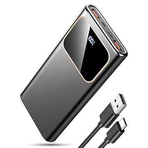 2026 Power Bank Fast Charging 10000mAh, 22.5W Portable Charger USB C Input & Output Powerbank with LED Display, PD3.0 QC4.0 Phone Battery Pack for iPhone17/16/15/14/13/12, Android More，Black