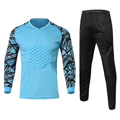 YSPORT Fußball Torwart Uniform Sportbekleidung Sets Antikollisions Langärmelig Trainingsanzug Anzug (Color : Blue, Size : L) Cover