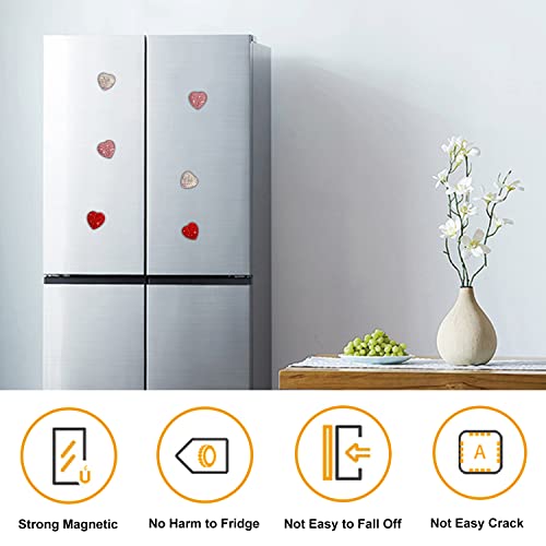 6Pcs Refrigerator Magnets Strong Fridge Magnets Cute Decorative Crystal Pink Heart Magnets For Office Cabinet Kitchen Whiteboard Photos #TOP6