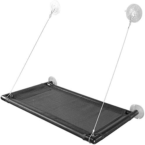 KisSealed Cat Bed, Cat Window Perch, Space Saving Cat Hammock Pet Resting Seat Safety Cat Shelves with Upgraded 4 Big Suction Cups Cat Bed Holds Up to 50lbs,Black