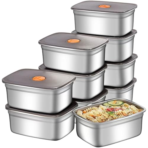 Image of GIUOIDUO 20 PCS Food Storage Containers with Lids Airtight (10 Containers & 10 Lids),stainless steel food containers leak proof storage box with lid Locking Food Storage Container freezer storage