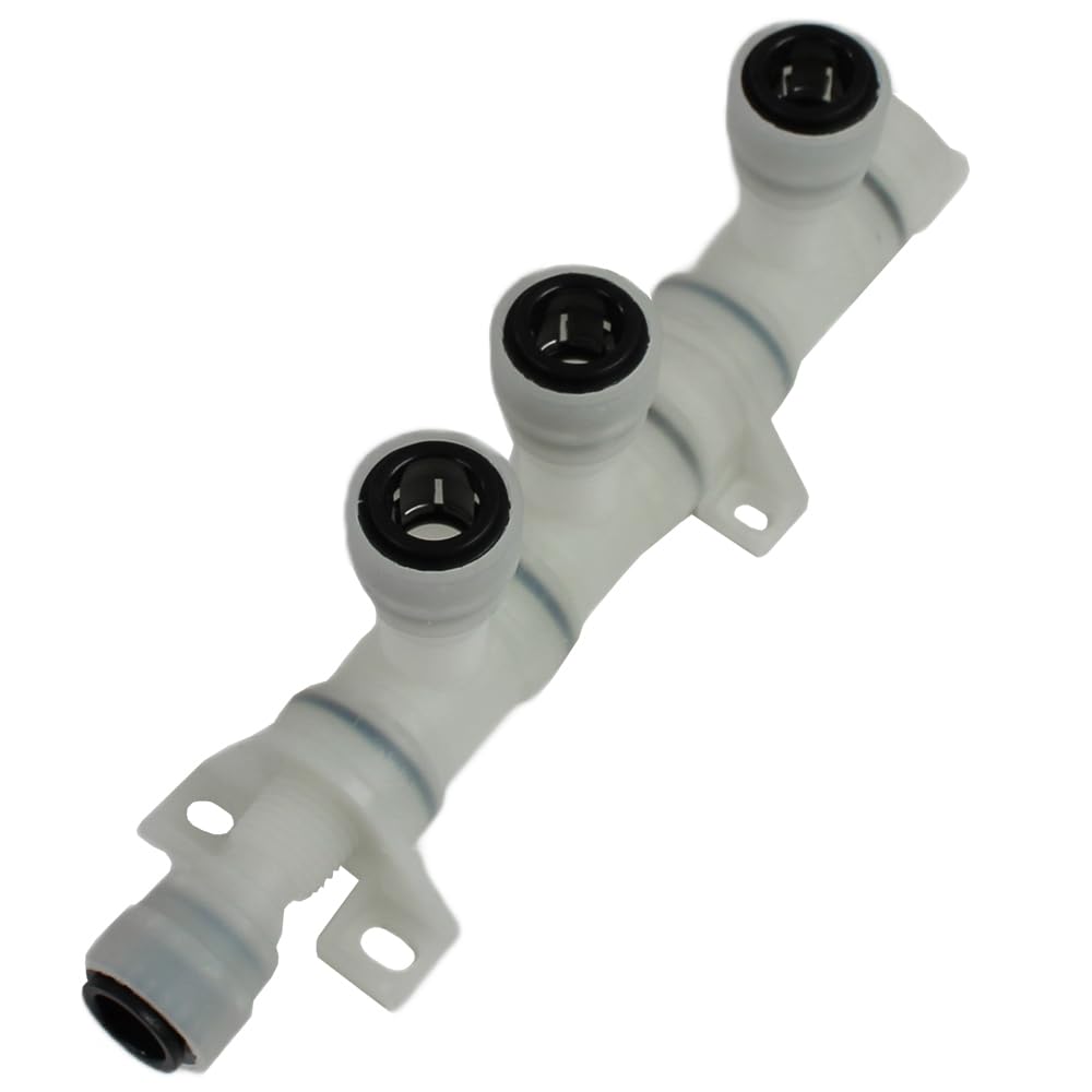 John Guest Bloc de distribution d'eau 3 compartiments 12 mm réglable à 360° pour camping-car, caravane, camping-car