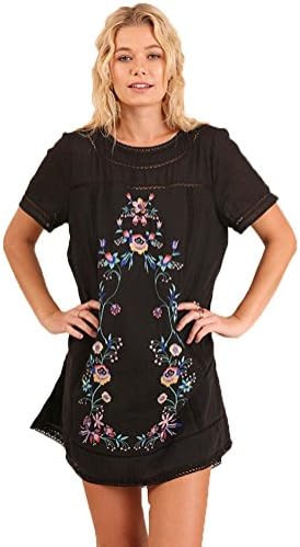 green emerald velvet dress Umgee Women's Casual Style Bohemian Embroidered Short Sleeve Poly Cotton  Dress Tunic (S, Black): Buy Online at Best Price in UAE