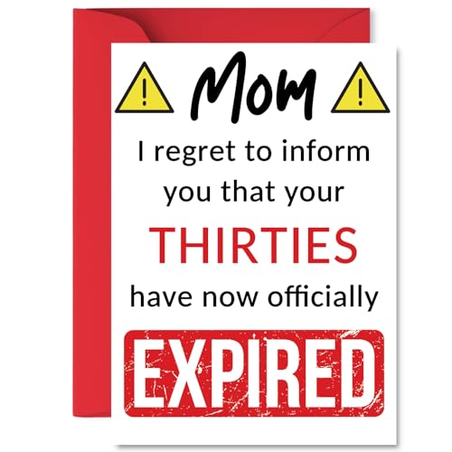 Funny 40th Birthday Cards for Mom - Your Thirties Have Expired - Happy Birthday Card for Mom Mommy Mama from Son Daughter, A5 Banter Joke Humour Bday Greeting Cards Gift