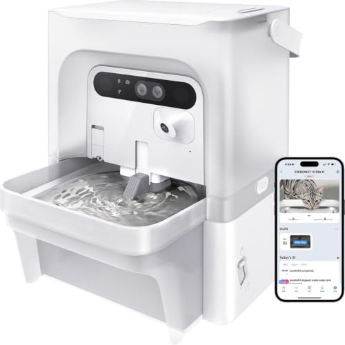 PETKIT EVERSWEET Ultra Fuente para Gatos sin Filtro, con Cámara AI, Separación de Agua Limpia y Sucia, 5L Bebedero Gatos Automático, Sensor de Movimiento, Control de App, Bandeja de Acero Inoxidable