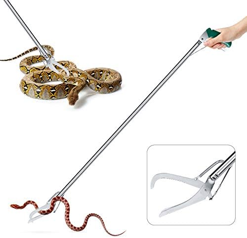 GYORGKSHI 47" Extra Heavy Duty Snake Tongs Reptile Grabber Catcher Wide Jaw Handling Tool