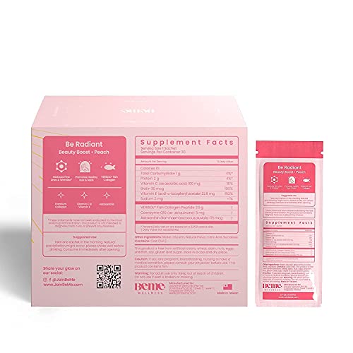 Beradiant Hydrolyzed Liquid Collagen Shot | Joint, Skin, Nail, & Hair Support In Convenient Sachet | 2500Mg Hydrolyzed Fish Collagen Peptides + Coq10 + Vitamin C | 30 Day Supply #TOP7
