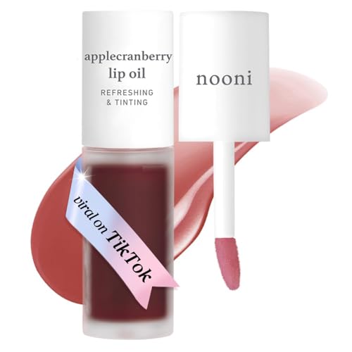 Image of NOONI Korean Lip Oil - Applecranberry | Long-Lasting, Moisturizing, Plumping, Revitalizing for Dry Lips, Waterproof, No Peel Off, Hydrating Lip Stain, Stocking Stuffers Gifts For Teen Girls 0.12 FL Oz