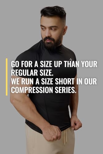 Image of Men Half Sleeves Slim Fit Compression High Neck Sports and Gym Tshirt