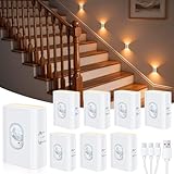 WILLED LED Treppenbeleuchtung mit Bewegungsmelder,Wiederaufladbar Nachtlicht mit Bewegungsmelder Akku, 2700K Warmweiß Nachtlicht für Treppe, Flur, Küche, Schrank, Bad(8 Stück)