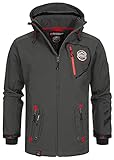 Geographical Norway Tacebook Men - Chaqueta Softshell Hombres Impermeable Con Capucha - Chaqueta Outdoor Cortavientos Resistente - Senderismo Esquí Otoño Invierno Primavera (Gris Oscuro XXL)