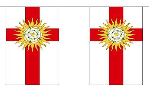 Flagtex West Riding of Yorkshire Fabric Bunting – 9m with 30 Flags – Premium Indoor & Outdoor Decoration