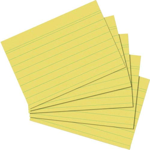 10 Packungen von 100 herlitz Karteikarten Bristol, A6, liniert, Gelb, 170 g/m2