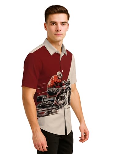 Image of BULLMER Trendy Regular Fit Cotton Blend Printed Casual Half Sleeve Shirt for Men | Stylish Mens Casual Shirts | Shirts for Men