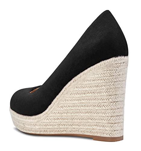 Aachcol Women Wedge Pumps Braid Platform High Heel Close Round Toe Sandals Slip-on Dress Shoes Classic Wedding Party 4 Inche3
