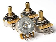 Genuine CTS pots, the brand used by nearly every American guitar company for half a century! 500k 10% audio-taper, mimics the logarithmic way humans perceive changes in volume better than any other taper. 1/4" solid-shaft, designed for knobs with set...