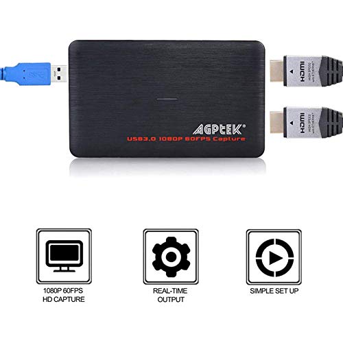 AGPTEK USB 3.0 HDMI HD Video Capture, Videoaufnahmekarte 1080P 60FPS Spiele Rekorder Box Live-Streaming Gerät für… – Bild 3