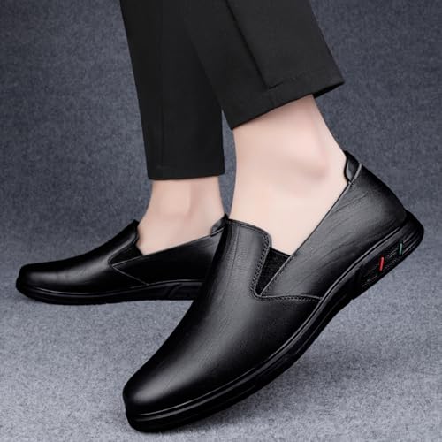 Men's Low - Top Slip - On Genuine Cowhide Slippers, Simple and Stylish for Daily Comfort Men Loafers Slip On Dress Shoes for Men Black Brown4