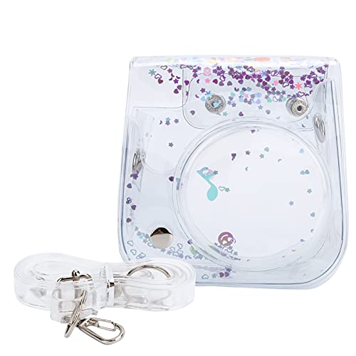 Bindpo Instant Camera Case, Pvc Camera Protective Cover Transparent Quicksand Camera Shell Bag With Shoulder Strap,For Fujifilm Instax Mini 11/9/8 Camera(Purple) #TOP6