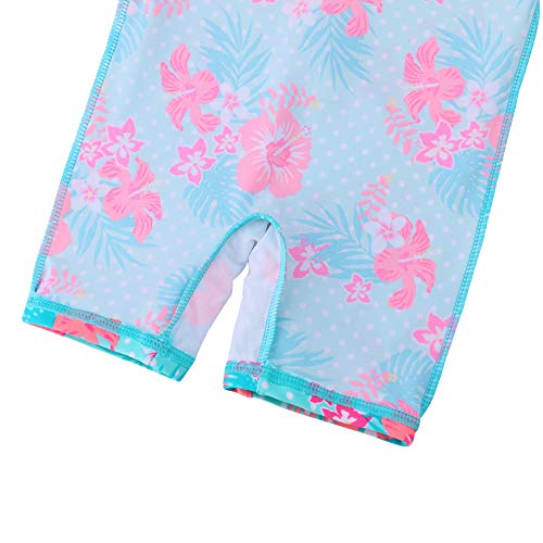 Tfjh E Swimsuits For Girls Long Sleeve Rash Guard Sunsuits Uv 50+ Zipper, Aqua Flower Long 128/134 #TOP4