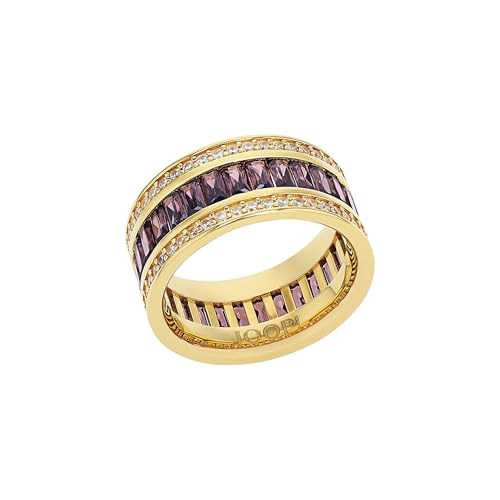 JOOP! Ring für Damen, Silber 925, mit Zirkonia, 10 mm, gold, Geschenkidee, kommt in Schmuck Geschenk Box