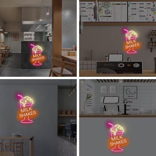 Image of Milk Shake Neon Sign Milkshake Sign Custom For Coffee Shop Bar Decor Drink Sign Boba LED Neon Light For Restaurant Coffee Light Up Signs for Dessert Shop Bar Decor