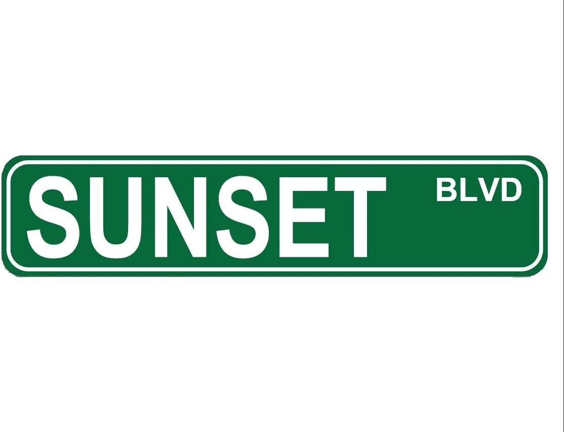 peiyeety Vintage Metal Tin Sign Decorative Wall Art Sunset Blvd Themed Street Sign, Rustic Style, Durable Waterproof Rustproof, For Home, Coastal Decor, Beach, Easy To Mount, 4x16 Inch