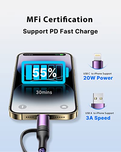 Image of 4-in-1 USB C Cable, USBC Lightning Cable USB C to C Charging Cable 60W PD [Fast & Data Sync] 4 in 1 Multi Charger for iPhone 16 15 14 13 12,MacBook Pro 2024 iPad mini 6 /Pro,Samsung Galaxy