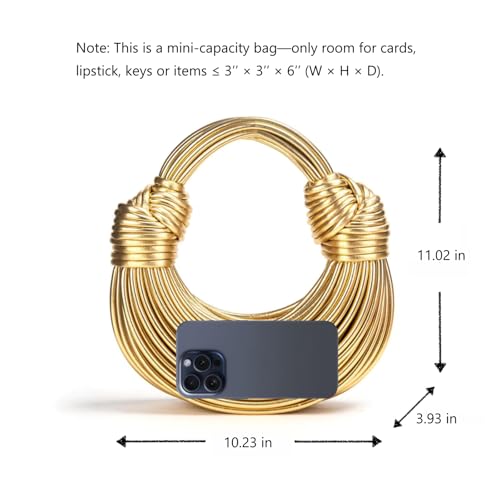Gold Purse for Women, Woven Knotted Bread Crossbody Clutch Top Handle Creative Noodles Bag Underarm Shoulder Handbag2