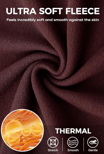 Image of Herberton Mens Mock Turtleneck Shirts Thermal Fleece Casual Undershirt | Mockneck, Long Sleeve, Warm Fleeced, Regular Fit, Soft Feel, Stretchy, Solid Color, Embroidery Design, Cold Weather, S-2XL