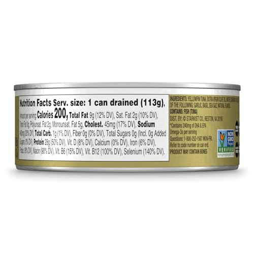 Image of StarKist E.V.O.O. Solid Yellowfin Tuna, Basil Pesto, 4.5oz Can, 1-Pack | 28g of Protein Per Serving, Features Extra Virgin Olive Oil, Wild Caught Tuna, Gluten Free, Soy Free, Omega 3s