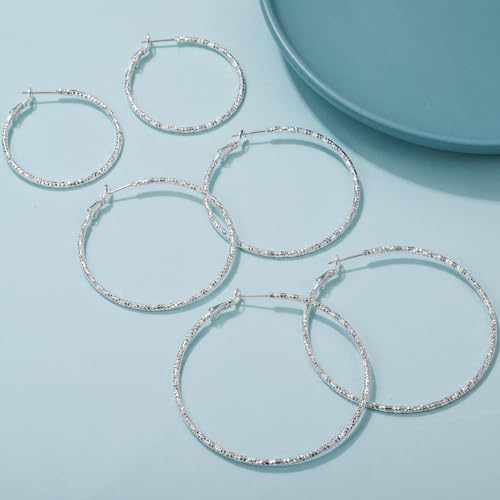 NEVEGE Gold Hoops Earrings for Women, 2mm Wide Lightweight Large Thin Gold Hoop Earrings 14k Gold Plated Hypoallergenic Sterling Silver Hoop Earring for Women 20/30/40/50/60MM 6