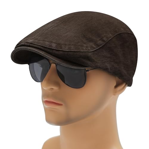 Image of ZLYC Men Cotton Flat Cap Summer Scally Ivy Gatsby Newsboy Beret Driver Cabbie Hunting Hat